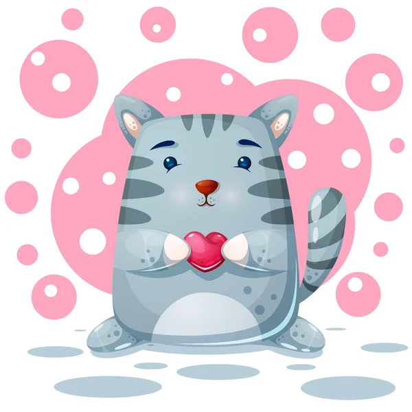 Gato, personagem de gatinho. ilustração do amor . — Vetor de Stock