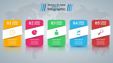 Kağıt iş Infographic. Beş öğe.