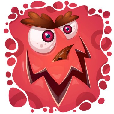 Komik, şirin çılgın canavar karakter. Cadılar Bayramı illüstrasyon. Yazdırma için T-shirt.