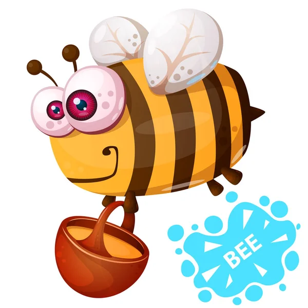 Crazy bee - ilustracja kreskówka. — Wektor stockowy