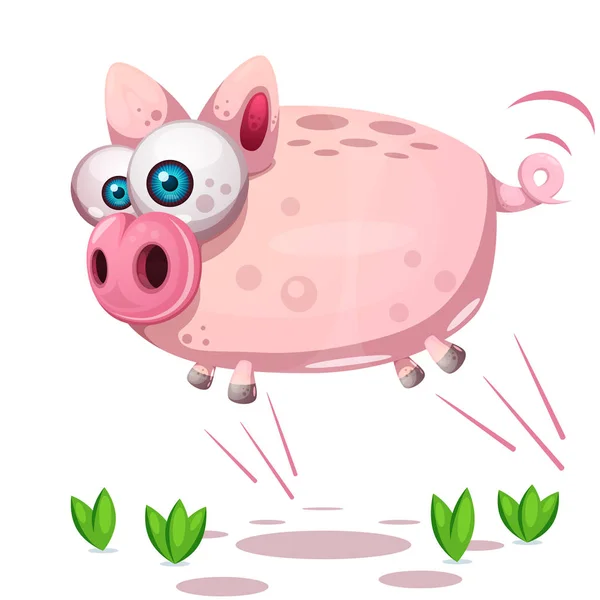 Cute Pig Jump Symbol Year 2019 Vector Eps — Stock Vector