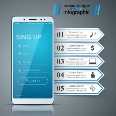 Dijital gadget smartphone tablet simgesi. İş Infographic.