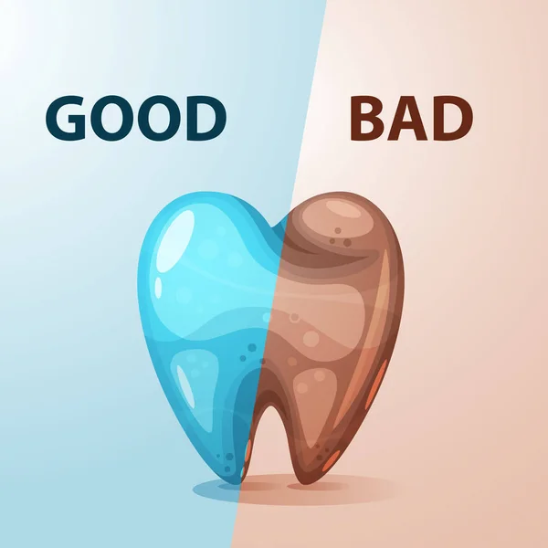 Illustratie van de goede en slechte tand. — Stockvector
