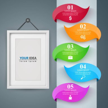 Çerçeve, kağıt iş Infographic. Beş öğe.