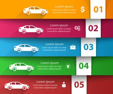 Şablon ve pazarlama yol Infographic tasarım simgeler. Araba simgesi.