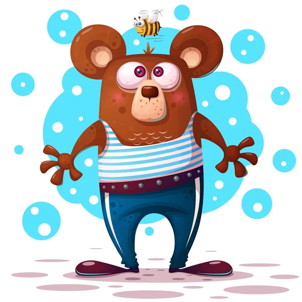 Illustration d'ours mignonne et drôle. Caractère animal . — Image vectorielle