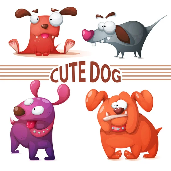 Set chien de couleur. Mignonne illustration . — Image vectorielle