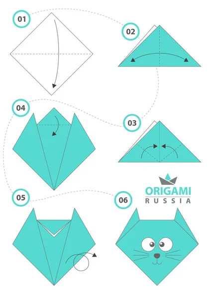 Kedi, pisi origami. Sağlar oynamak.