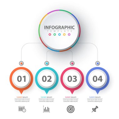 İş Infographic. Kağıt origami şablonu.