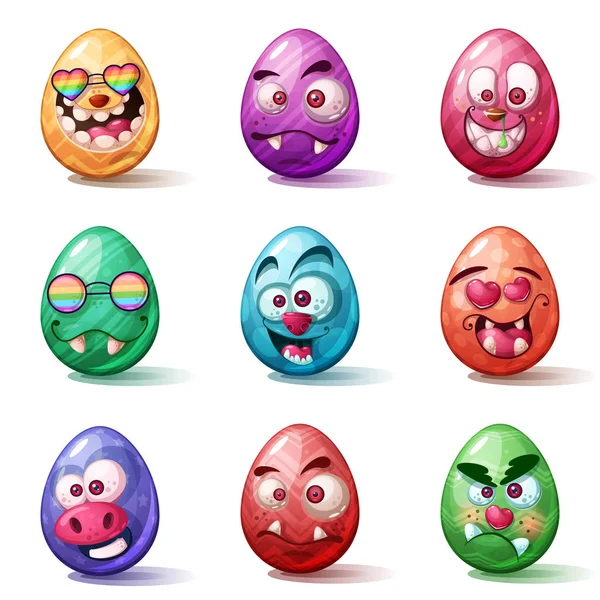 Happy easter cartoon. Set egg icon. — Stock Vector