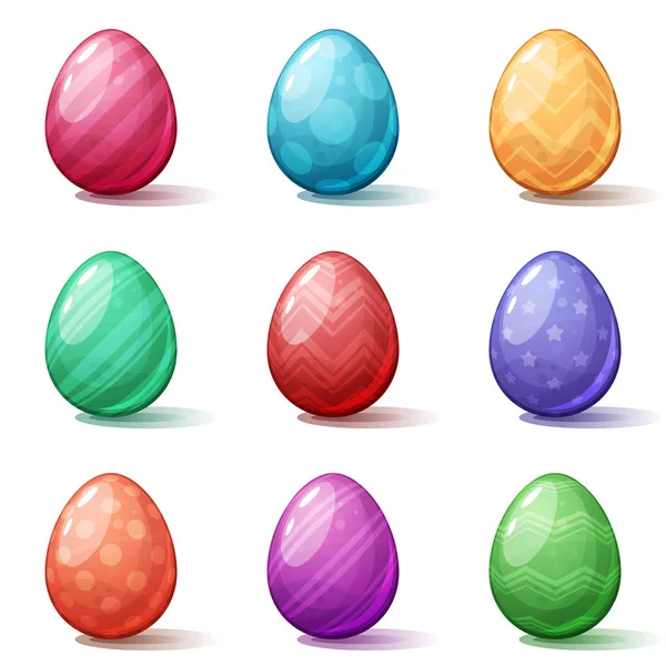 Feliz caricatura de Pascua. Establecer icono de huevo . — Vector de stock