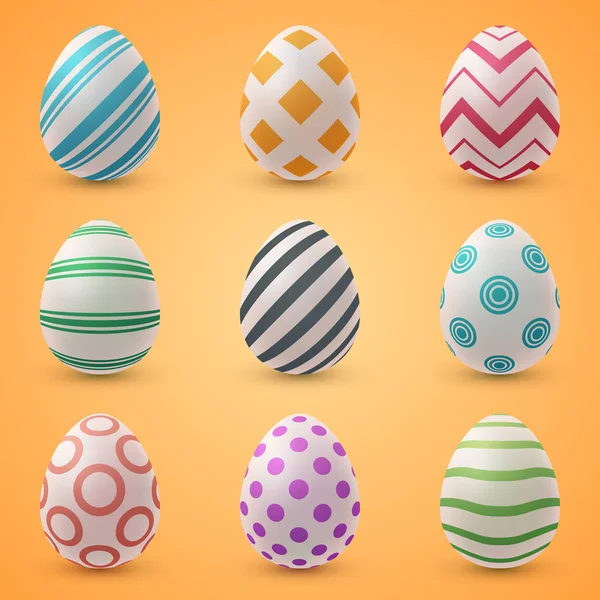 Feliz desenho animado da Páscoa. Definir ícone de ovo . — Vetor de Stock