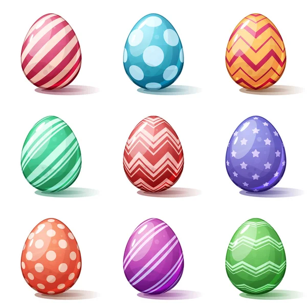 Feliz caricatura de Pascua. Establecer icono de huevo . — Vector de stock