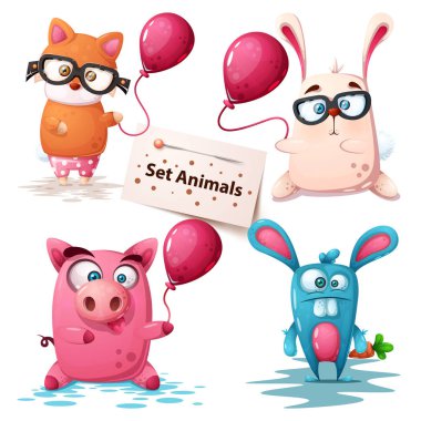 Tilki, tavşan, domuz - sevimli hayvanlar.