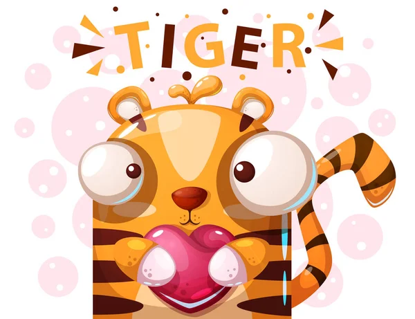 Roztomilý tygr charakter - kreslený obrázek — Stockový vektor