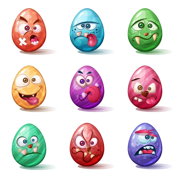 Happy easter cartoon. Set egg icon. — Stock Vector