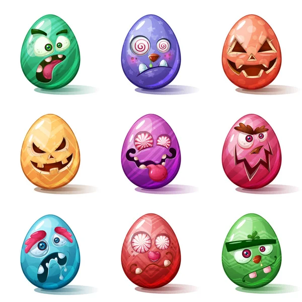 Feliz desenho animado da Páscoa. Definir ícone de ovo . —  Vetores de Stock