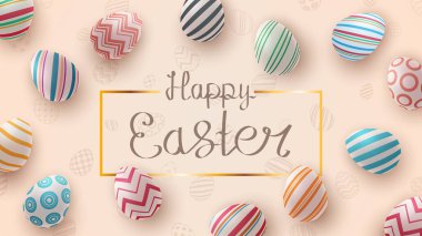 Mutlu Paskalyalar. Gerçekçi yumurta şablonu.