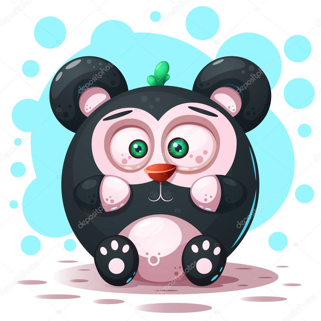 Cute, funny - cartoon panda character.