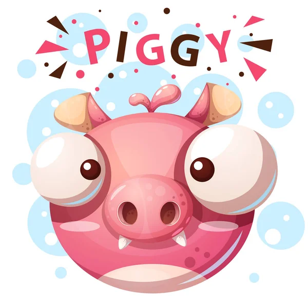 Personagem de porco bonito - ilustração dos desenhos animados . — Vetor de Stock