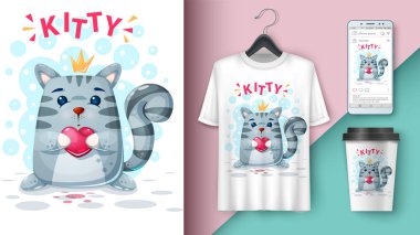 Kedi ve balon - mockup senin fikrin için