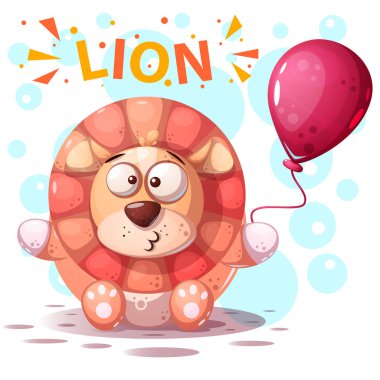 Sevimli aslan karakter - karikatür çizimi