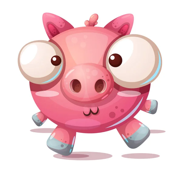 Cute pig character - gambar kartun . - Stok Vektor