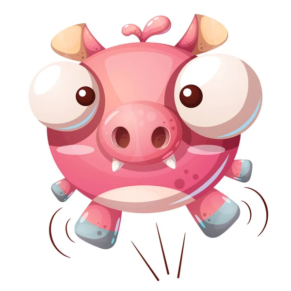 Cute pig character - cartoon illustration. — Stock Vector