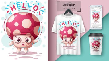 Cute mushroom - mockup fot your idea clipart