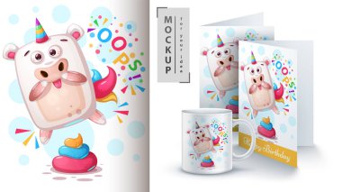 Oops tek boynuzlu at - fikrin için mockup.