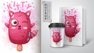 Kedi, Kitty dondurma-senin fikrin için mockup