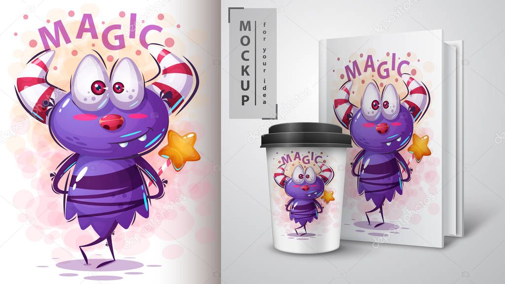 Monster cartoon character - mockup for your idea