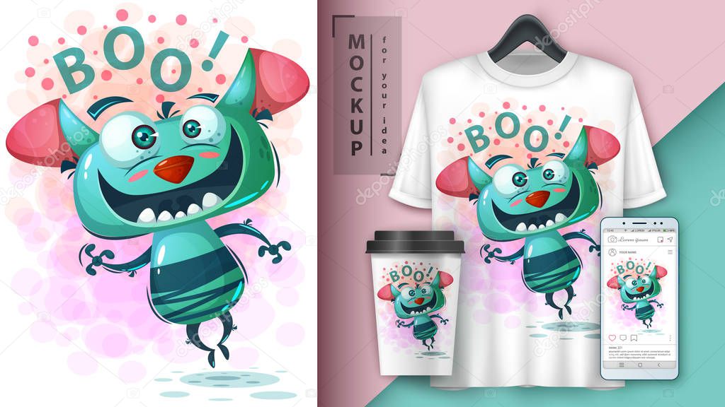 Cute monster - mockup for your idea.