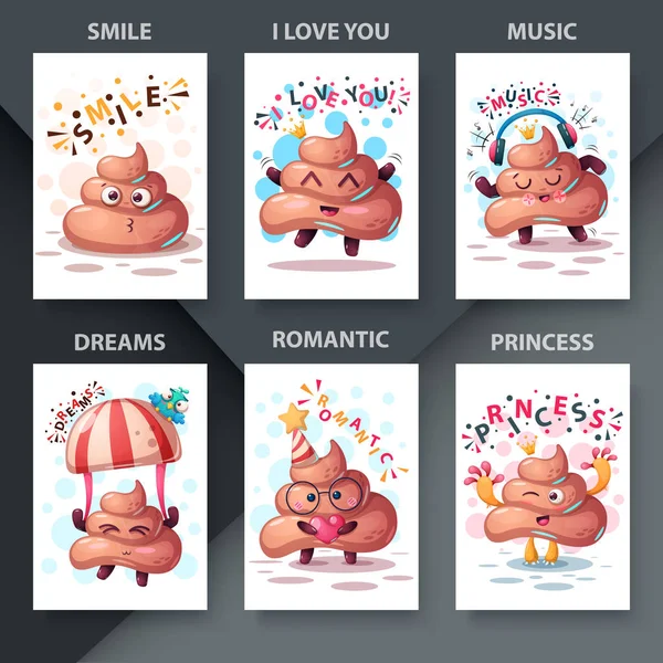 Set cartoon turd-grappige illustratie voor uw idee — Stockvector