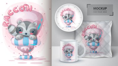 Şirin rakun tuvaleti - poster ve pazarlama.