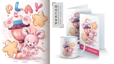 Kupalı kazanan fare - poster ve pazarlama.