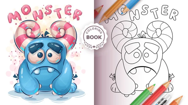 Livro bonito para colorir monstros para crianças e crianças —  Vetores de Stock