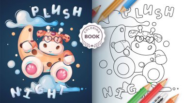 Zürafa gecesi - çocuklar ve çocuklar için boyama kitabı