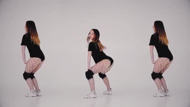 女孩跳舞扭打引导舞者 — 图库视频影像