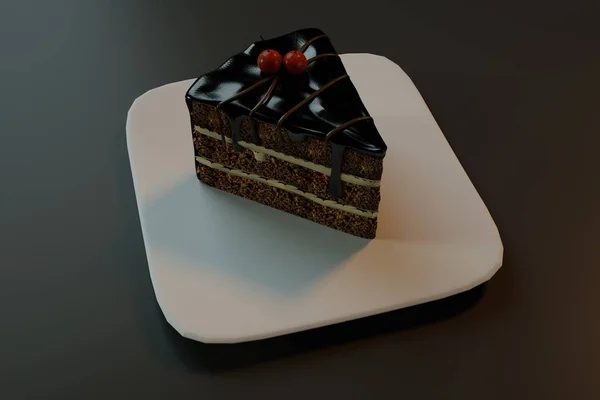 Piece Cake Ligger Vit Platta — Stockfoto