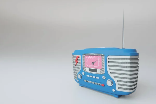 Blå Retro Stil Radiomottagare Vit Bakgrund Vintage — Stockfoto