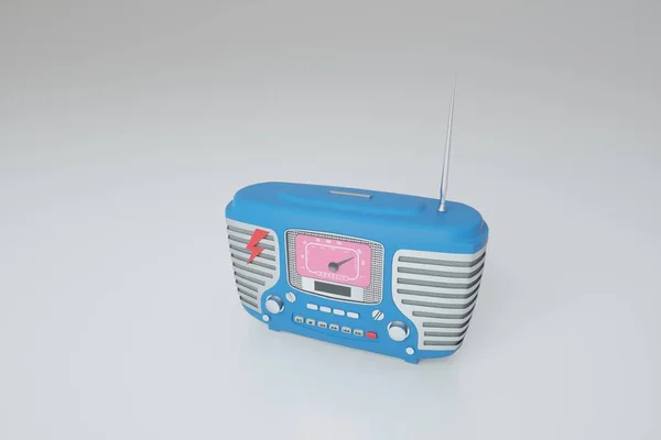 Ricevitore Radio Stile Retrò Blu Sfondo Bianco Vintage — Foto Stock