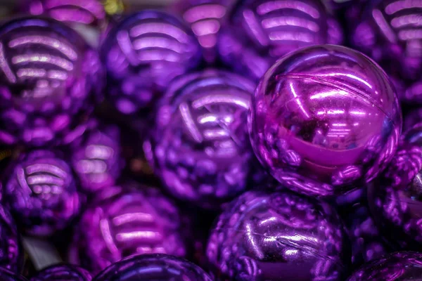 Christmas balls on the counter of the store