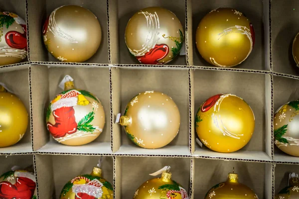 Bolas Navidad Mostrador Tienda — Foto de Stock