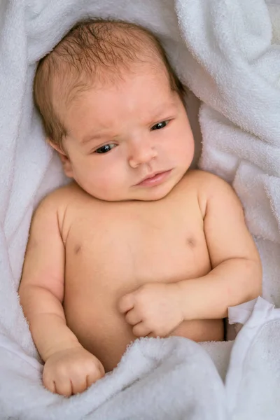 Newborn Child Relaxing Bed Bath Shower Nursery Children Textile Bedding — Stock Photo, Image