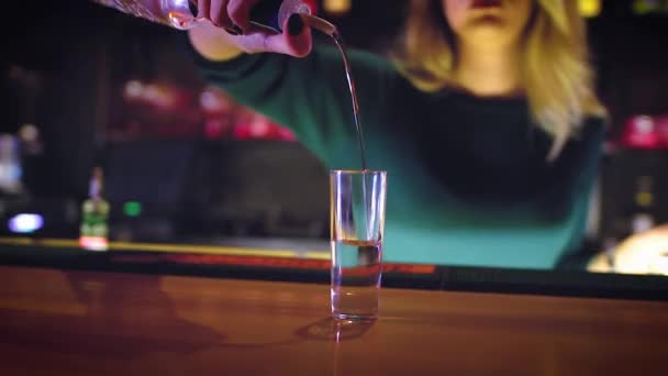 Bartender Makes Cocktail Bar — Stock Video