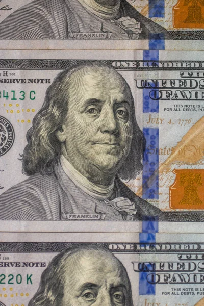 Closeup Concept Αμερικάνικα Δολάρια Μετρητά Τραπεζογραμμάτια Των Εκατό Δολαρίων — Φωτογραφία Αρχείου