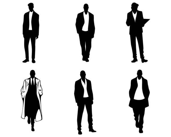 Vector Illustration Men Silhouettes White Background — Stock Vector