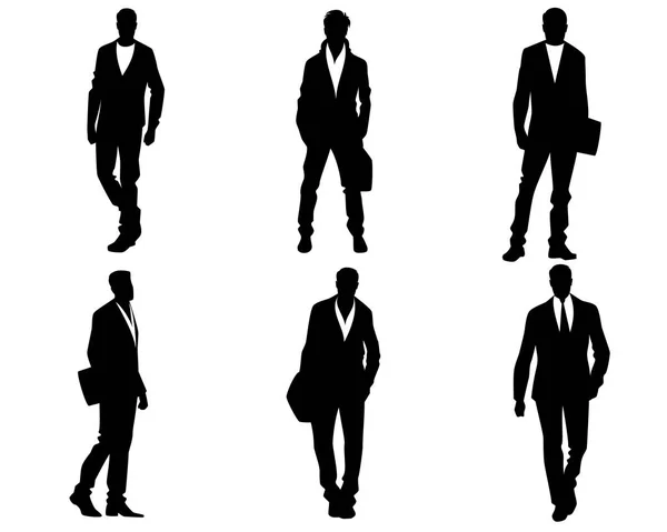 Set Silhouette Businessman Man Suit Tie White Background Vector