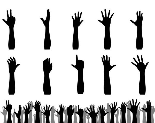 Eller yukarı siluetleri vektör çizim